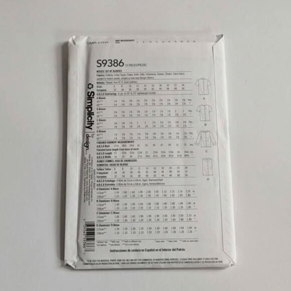 Simplicity S9386 Sewing Pattern Misses Set of Blouses Women's Top - Picture 2 of 2